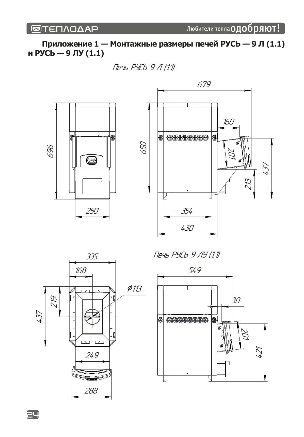 Печь для русской бани Русь-9 ЛУ (1.1) - Теплодар